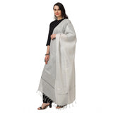 Women's Chanderi Solid Dupatta (White, Length: 2.25 to 2.50 Mtr) - GillKart