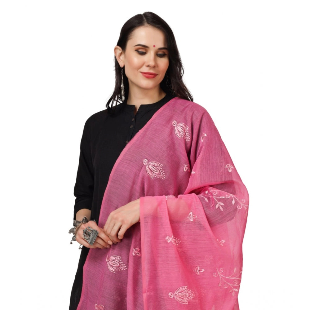 Women's Cotton Embroidered Dupatta (Pink, Length: 2.25 to 2.50 Mtr) - GillKart