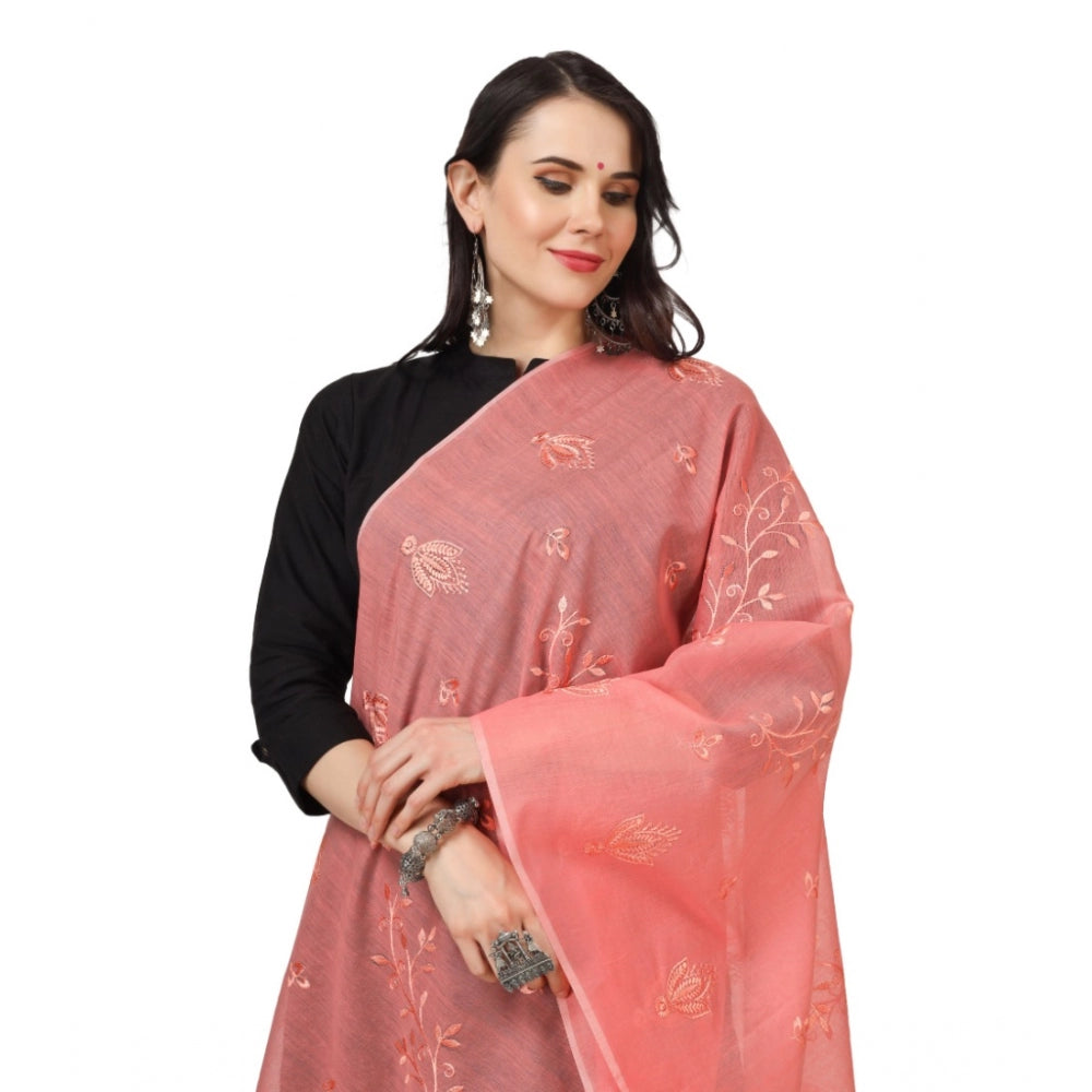 Women's Cotton Embroidered Dupatta (Peach, Length: 2.25 to 2.50 Mtr) - GillKart