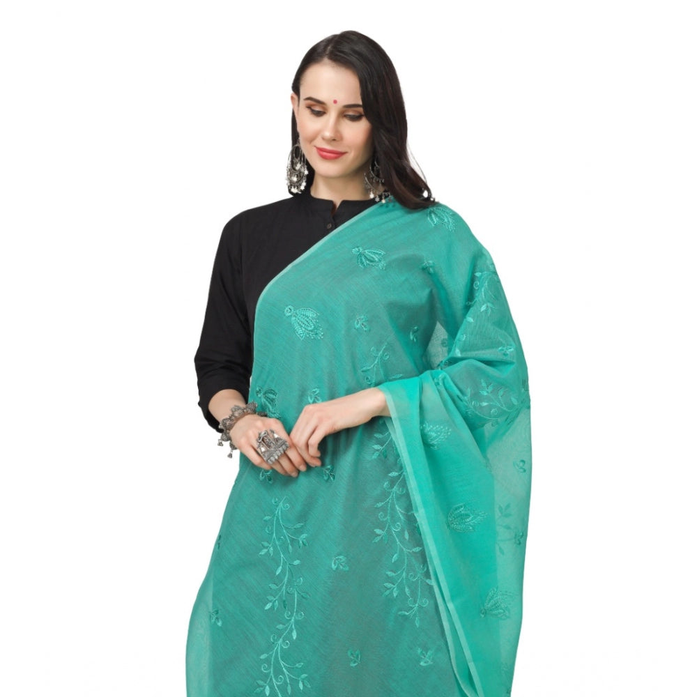 Women's Cotton Embroidered Dupatta (Turquoise, Length: 2.25 to 2.50 Mtr) - GillKart