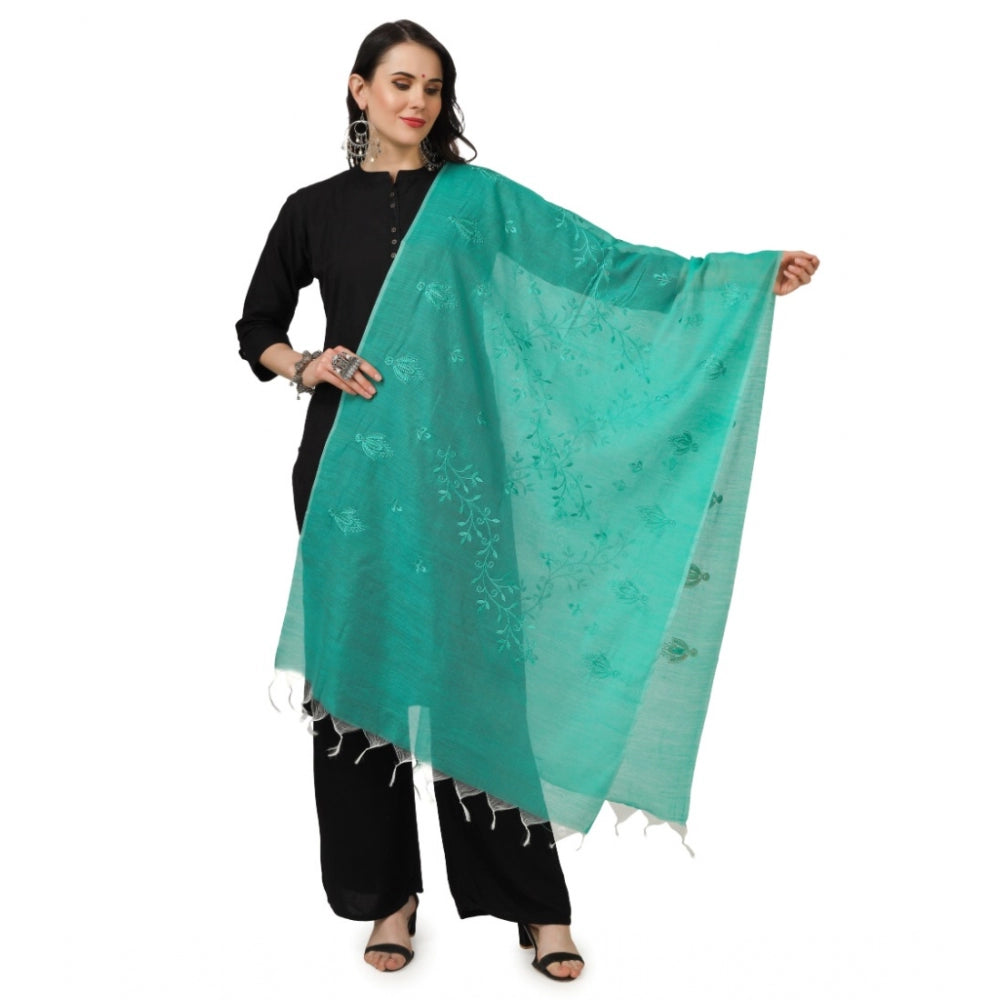 Women's Cotton Embroidered Dupatta (Turquoise, Length: 2.25 to 2.50 Mtr) - GillKart