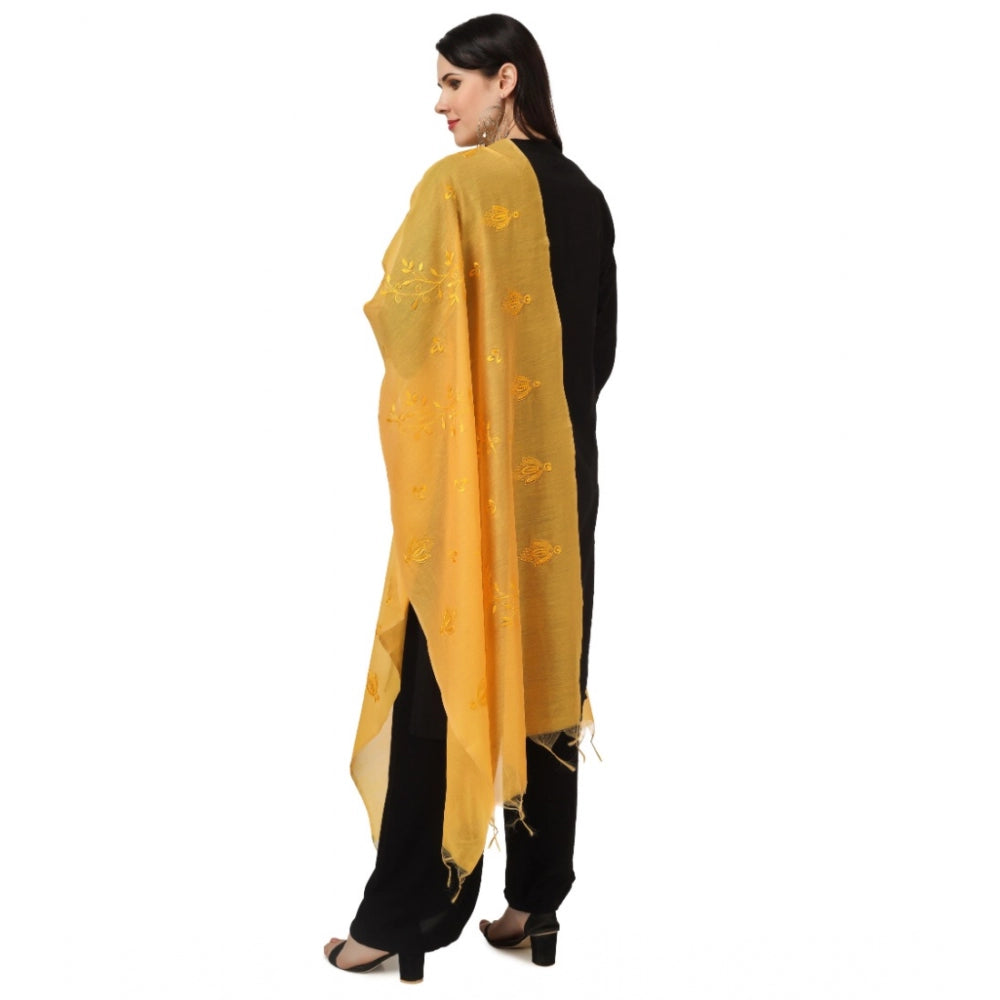 Women's Cotton Embroidered Dupatta (Yellow, Length: 2.25 to 2.50 Mtr) - GillKart