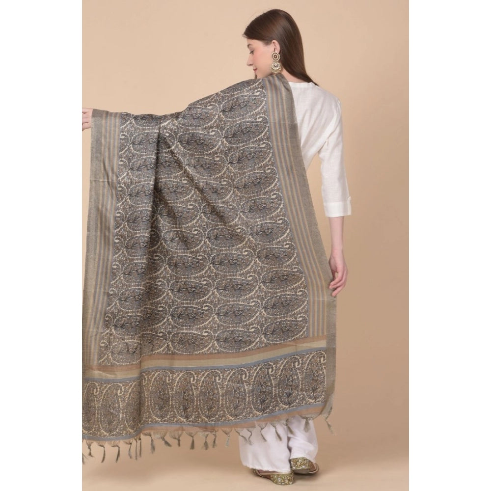 Women's Art Silk Printed Dupatta (Grey, Length: 2.25 to 2.50 Mtr) - GillKart