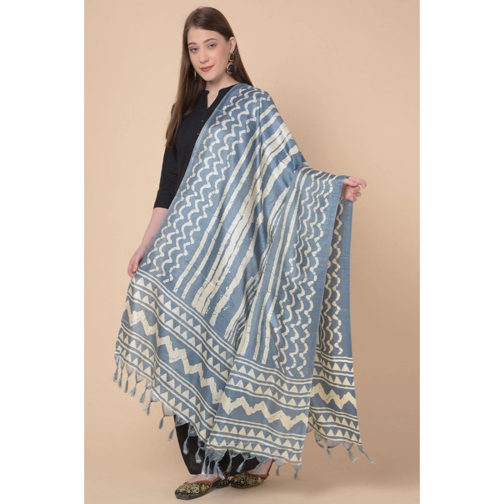 Women's Art Silk Printed Dupatta (Grey, Length: 2.25 to 2.50 Mtr) - GillKart