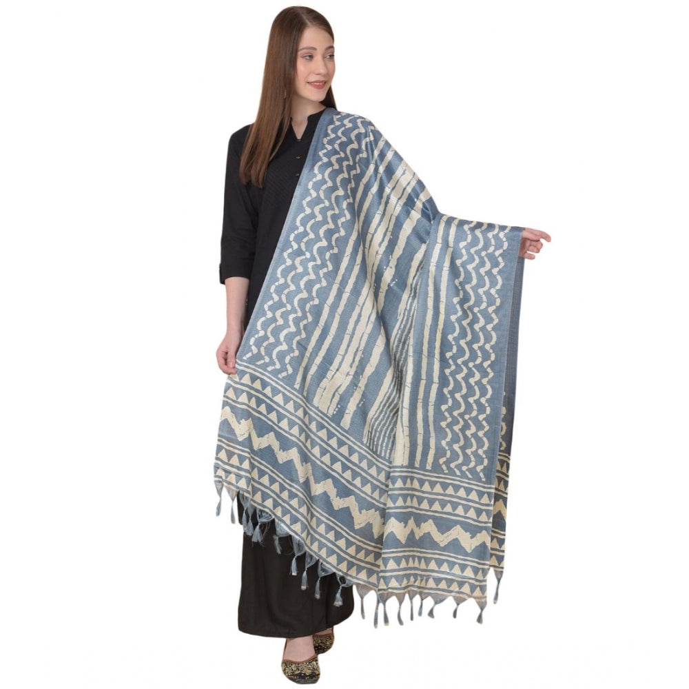 Women's Art Silk Printed Dupatta (Grey, Length: 2.25 to 2.50 Mtr) - GillKart