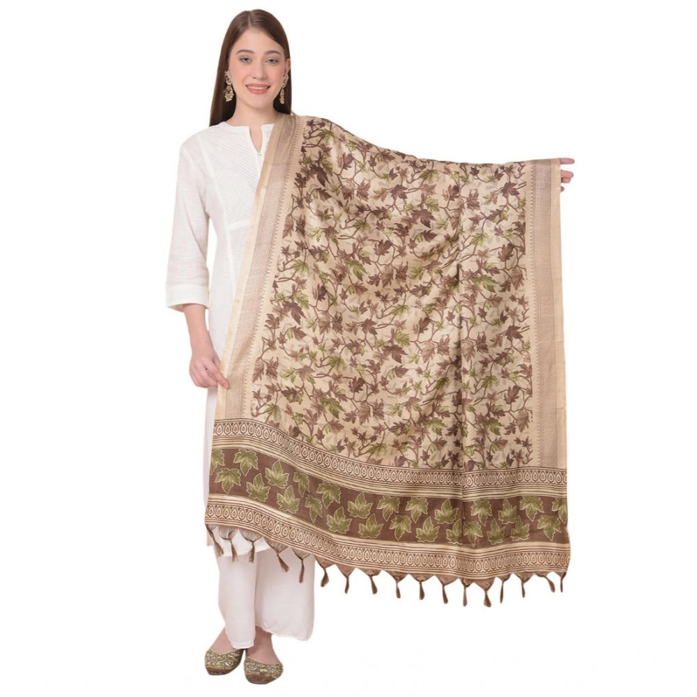 Women's Art Silk Printed Dupatta (Gold, Length: 2.25 to 2.50 Mtr) - GillKart