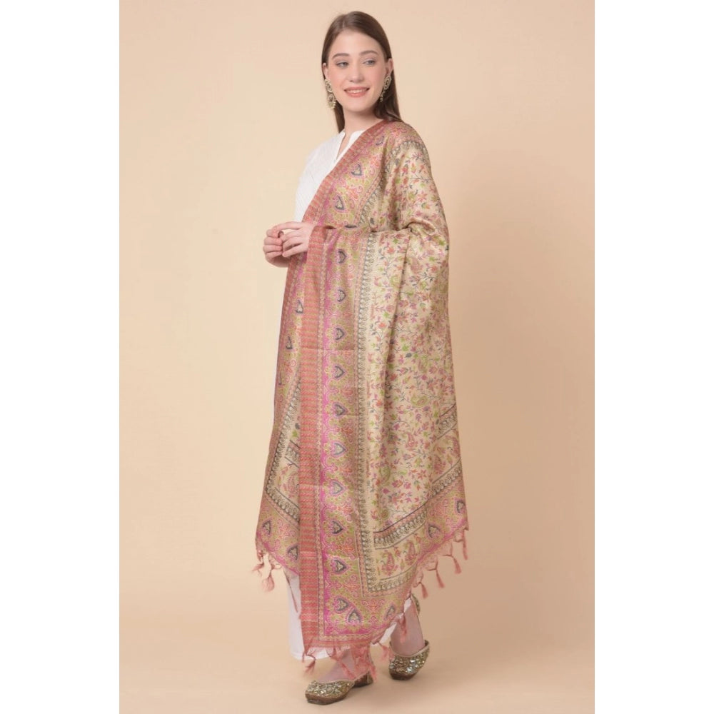 Women's Art Silk Printed Dupatta (Pink, Length: 2.25 to 2.50 Mtr) - GillKart