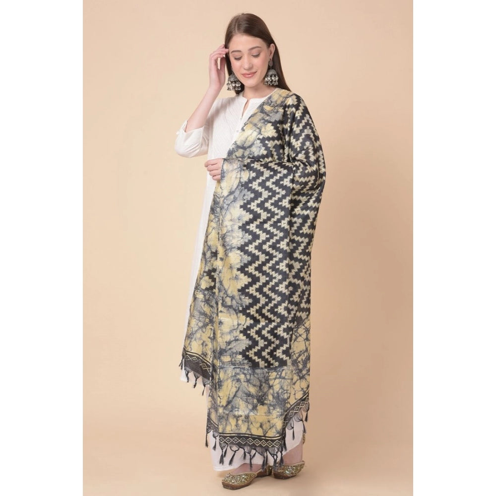 Women's Art Silk Printed Dupatta (Black, Length: 2.25 to 2.50 Mtr) - GillKart