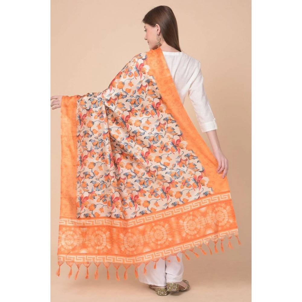 Women's Art Silk Printed Dupatta (Orange, Length: 2.25 to 2.50 Mtr) - GillKart