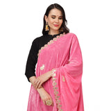 Women's Velvet Gotta Patti Dupatta (Pink, Length: 2.25 to 2.50 Mtr) - GillKart