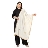 Women's Velvet Gotta Patti Dupatta (Off White, Length: 2.25 to 2.50 Mtr) - GillKart