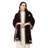 Women's Velvet Gotta Patti Dupatta (Brown, Length: 2.25 to 2.50 Mtr) - GillKart