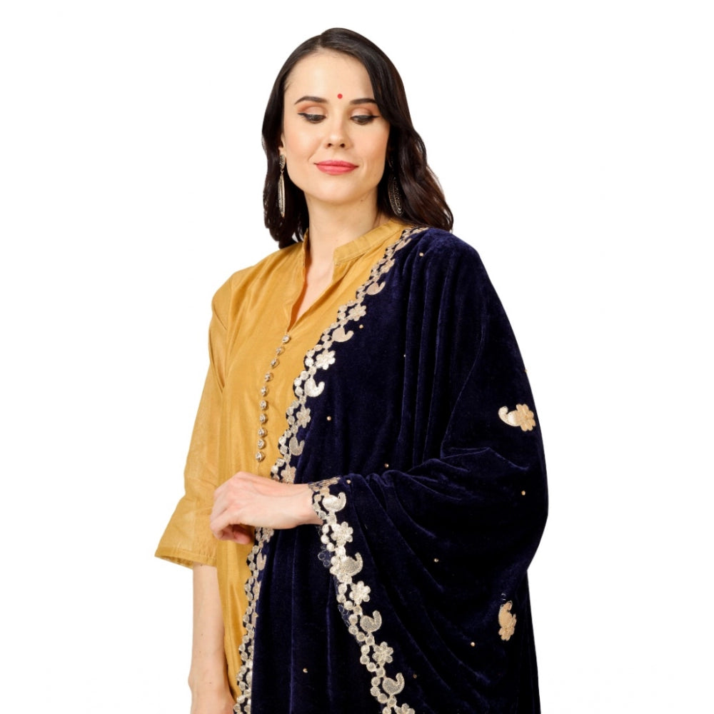 Women's Velvet Gotta Patti Dupatta (Blue, Length: 2.25 to 2.50 Mtr) - GillKart