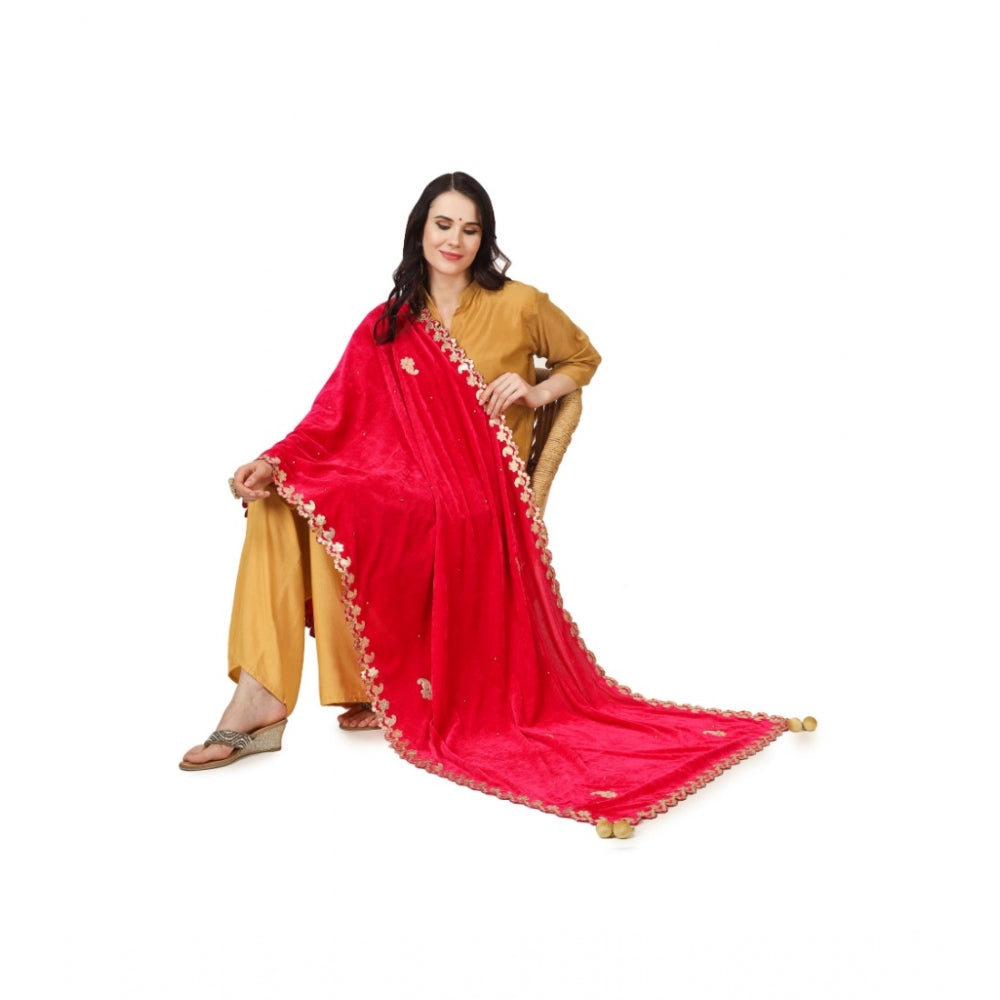 Women's Velvet Gotta Patti Dupatta (Pink, Length: 2.25 to 2.50 Mtr) - GillKart