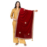 Women's Velvet Gotta Patti Dupatta (Maroon, Length: 2.25 to 2.50 Mtr) - GillKart