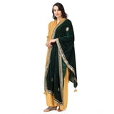 Women's Velvet Gotta Patti Dupatta (Green, Length: 2.25 to 2.50 Mtr) - GillKart