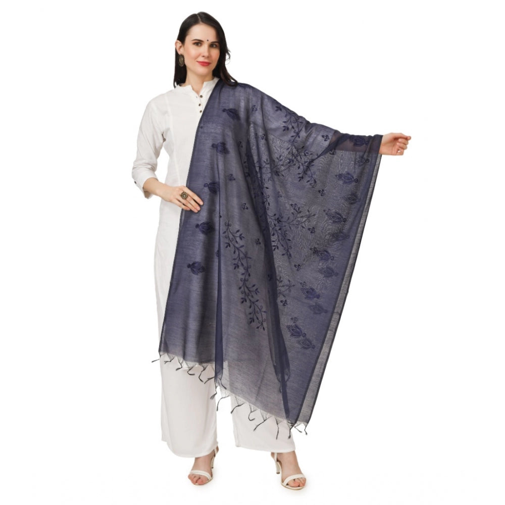 Women's Cotton Embroidered Dupatta (Dark Blue, Length: 2.25 to 2.50 Mtr) - GillKart