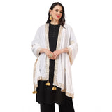 Women's Velvet Gotta Patti Dupatta (White, Length: 2.25 to 2.50 Mtr) - GillKart