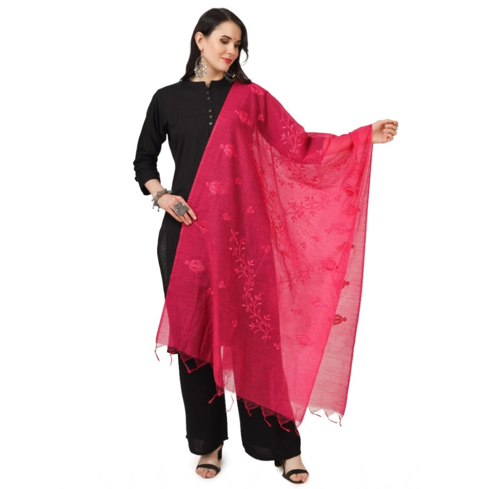 Women's Cotton Embroidered Dupatta (Maroon, Length: 2.25 to 2.50 Mtr) - GillKart