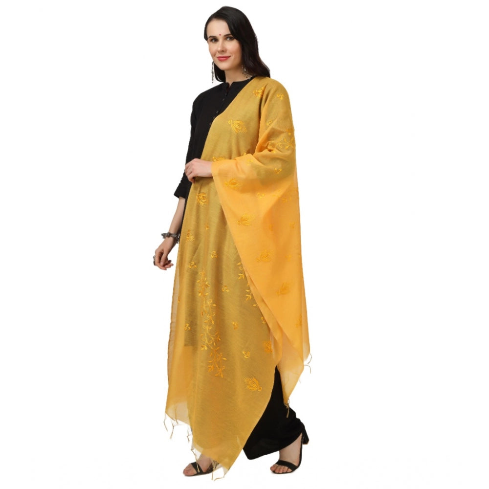 Women's Cotton Embroidered Dupatta (Yellow, Length: 2.25 to 2.50 Mtr) - GillKart