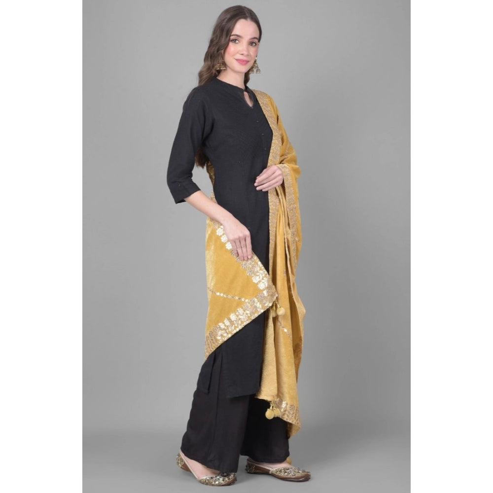 Women's Velvet Gotta Patti Dupatta (Gold, Length: 2.25 to 2.50 Mtr) - GillKart