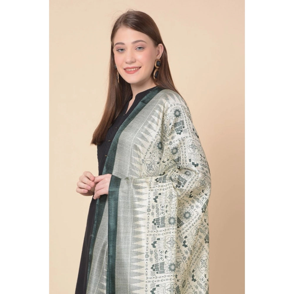 Women's Art Silk Printed Dupatta (Grey, Length: 2.25 to 2.50 Mtr) - GillKart