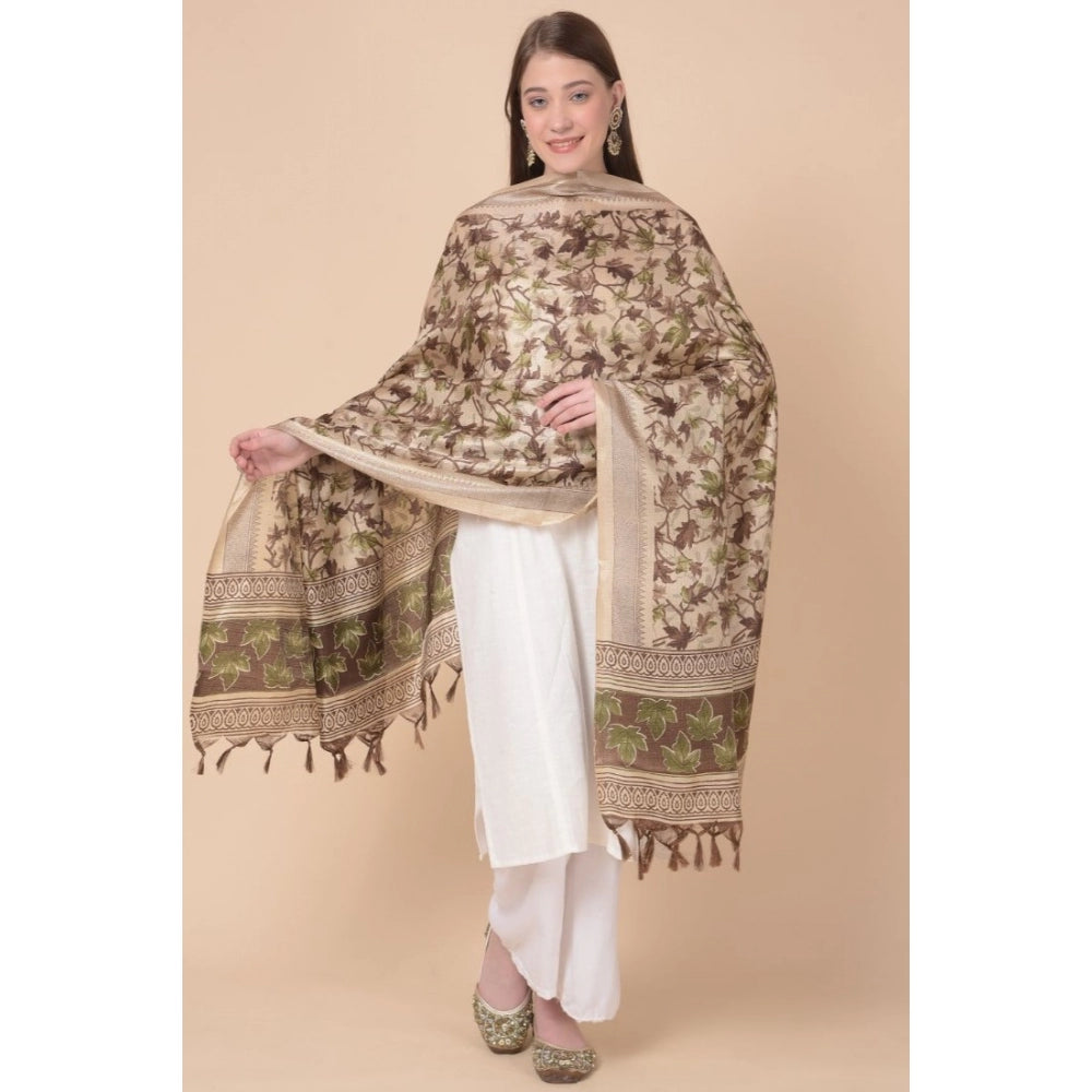 Women's Art Silk Printed Dupatta (Gold, Length: 2.25 to 2.50 Mtr) - GillKart