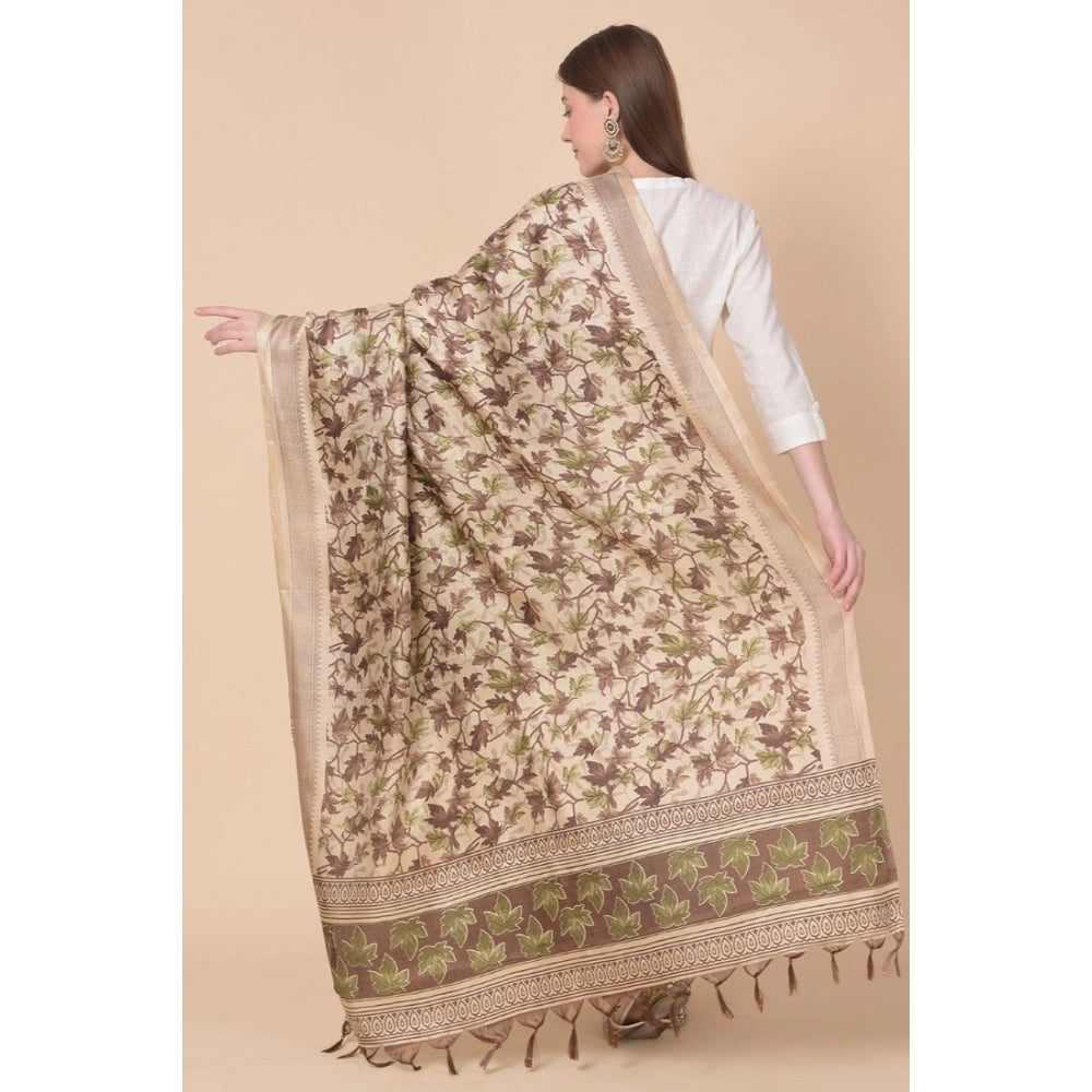 Women's Art Silk Printed Dupatta (Gold, Length: 2.25 to 2.50 Mtr) - GillKart