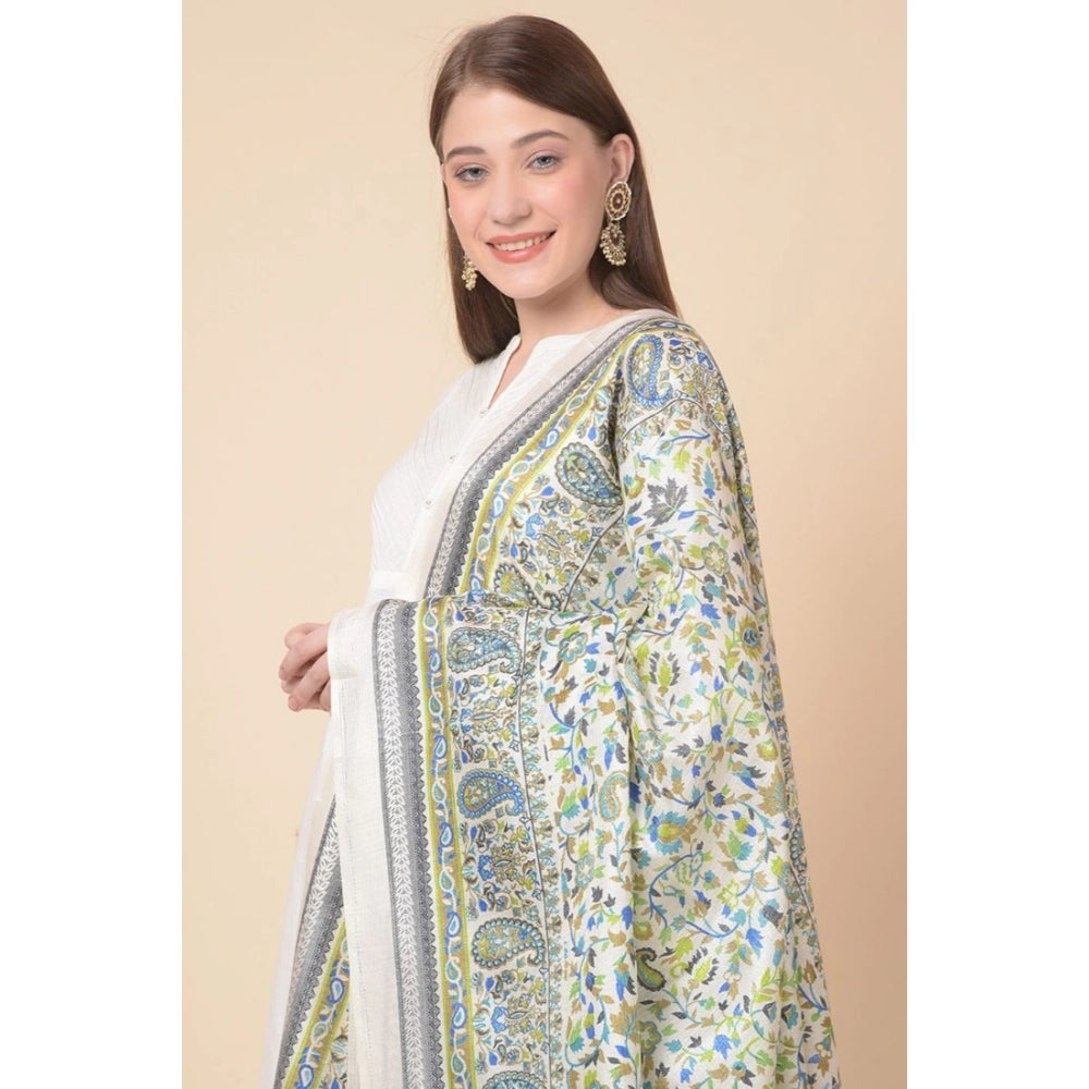 Women's Art Silk Printed Dupatta (Grey, Length: 2.25 to 2.50 Mtr) - GillKart