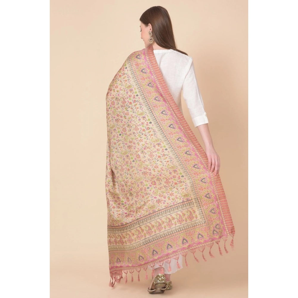 Women's Art Silk Printed Dupatta (Pink, Length: 2.25 to 2.50 Mtr) - GillKart