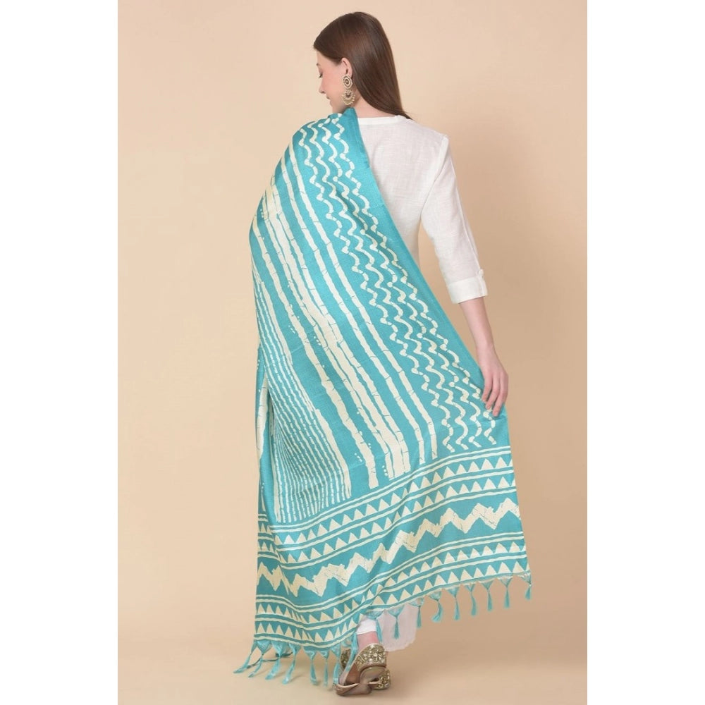 Women's Art Silk Printed Dupatta (Turquoise, Length: 2.25 to 2.50 Mtr) - GillKart