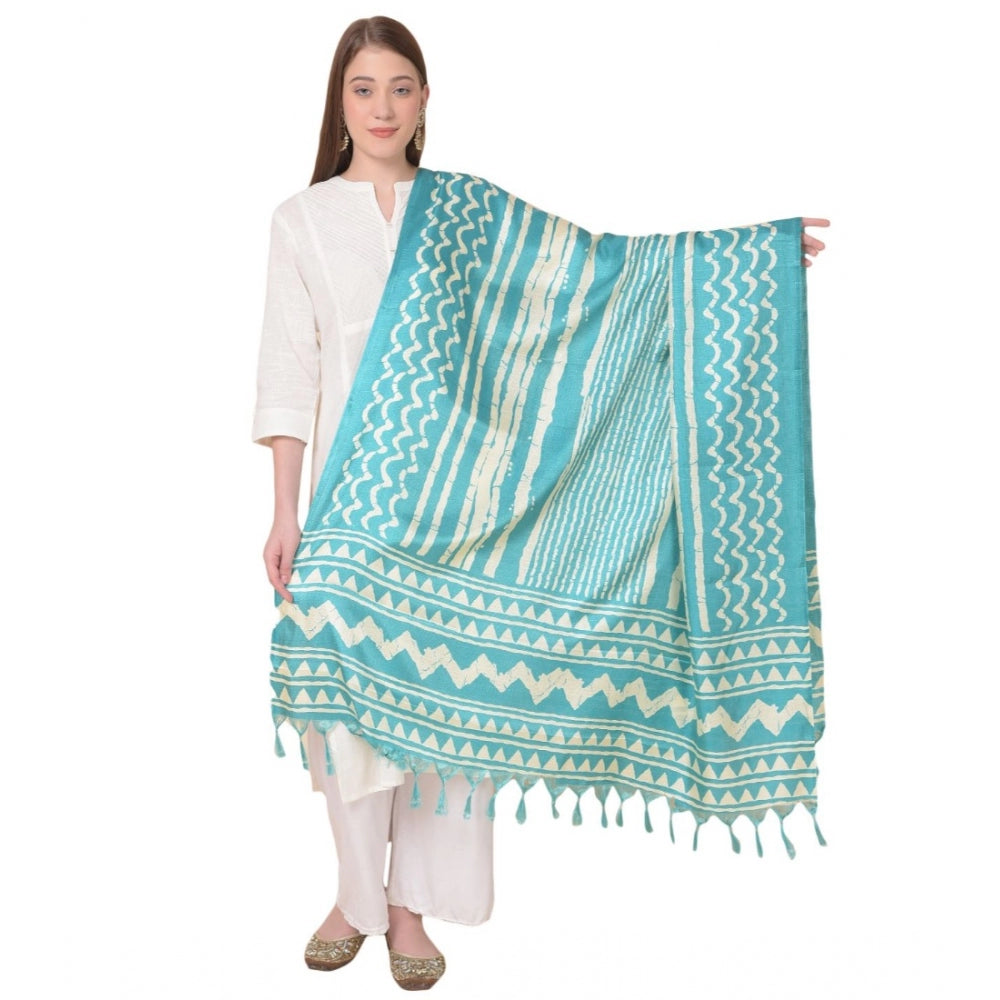 Women's Art Silk Printed Dupatta (Turquoise, Length: 2.25 to 2.50 Mtr) - GillKart