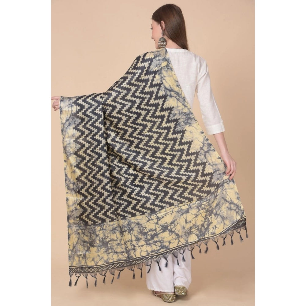 Women's Art Silk Printed Dupatta (Black, Length: 2.25 to 2.50 Mtr) - GillKart