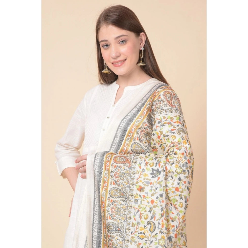 Women's Art Silk Printed Dupatta (White, Length: 2.25 to 2.50 Mtr) - GillKart