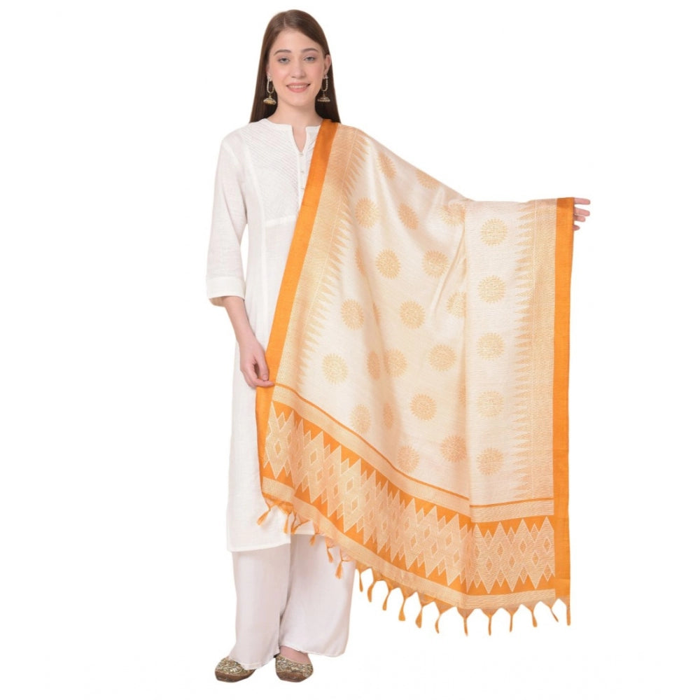 Women's Art Silk Printed Dupatta (Orange, Length: 2.25 to 2.50 Mtr) - GillKart