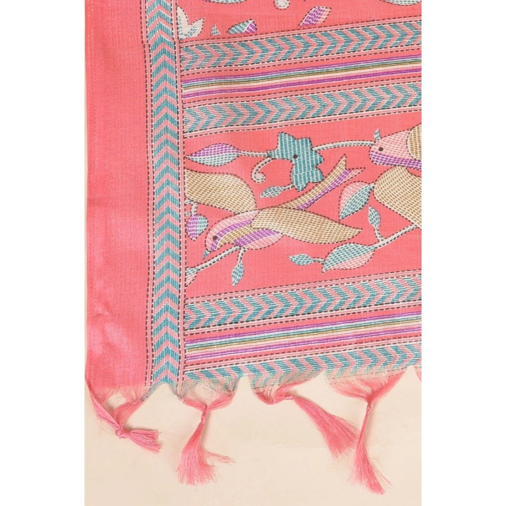 Women's Art Silk Printed Dupatta (Pink, Length: 2.25 to 2.50 Mtr) - GillKart