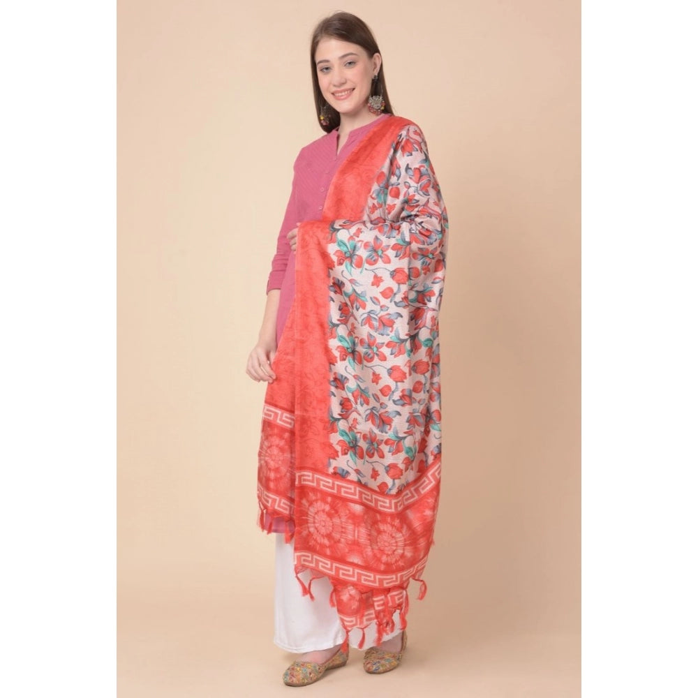 Women's Art Silk Printed Dupatta (Red, Length: 2.25 to 2.50 Mtr) - GillKart