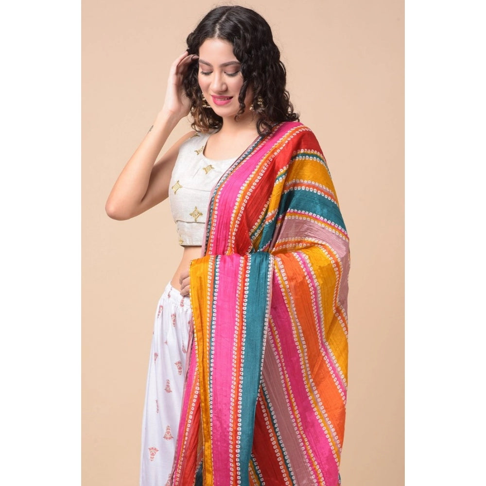 Women's Chanderi Printed Dupatta (Multicolor, Length: 2.25 to 2.50 Mtr) - GillKart