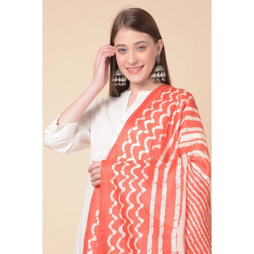 Women's Art Silk Printed Dupatta (Orange, Length: 2.25 to 2.50 Mtr) - GillKart