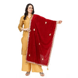 Women's Velvet Gotta Patti Dupatta (Maroon, Length: 2.25 to 2.50 Mtr) - GillKart