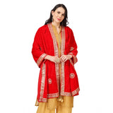 Women's Velvet Gotta Patti Dupatta (Red, Length: 2.25 to 2.50 Mtr) - GillKart