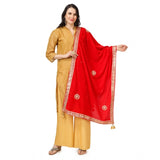 Women's Velvet Gotta Patti Dupatta (Red, Length: 2.25 to 2.50 Mtr) - GillKart