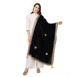 Women's Velvet Gotta Patti Dupatta (Black, Length: 2.25 to 2.50 Mtr) - GillKart