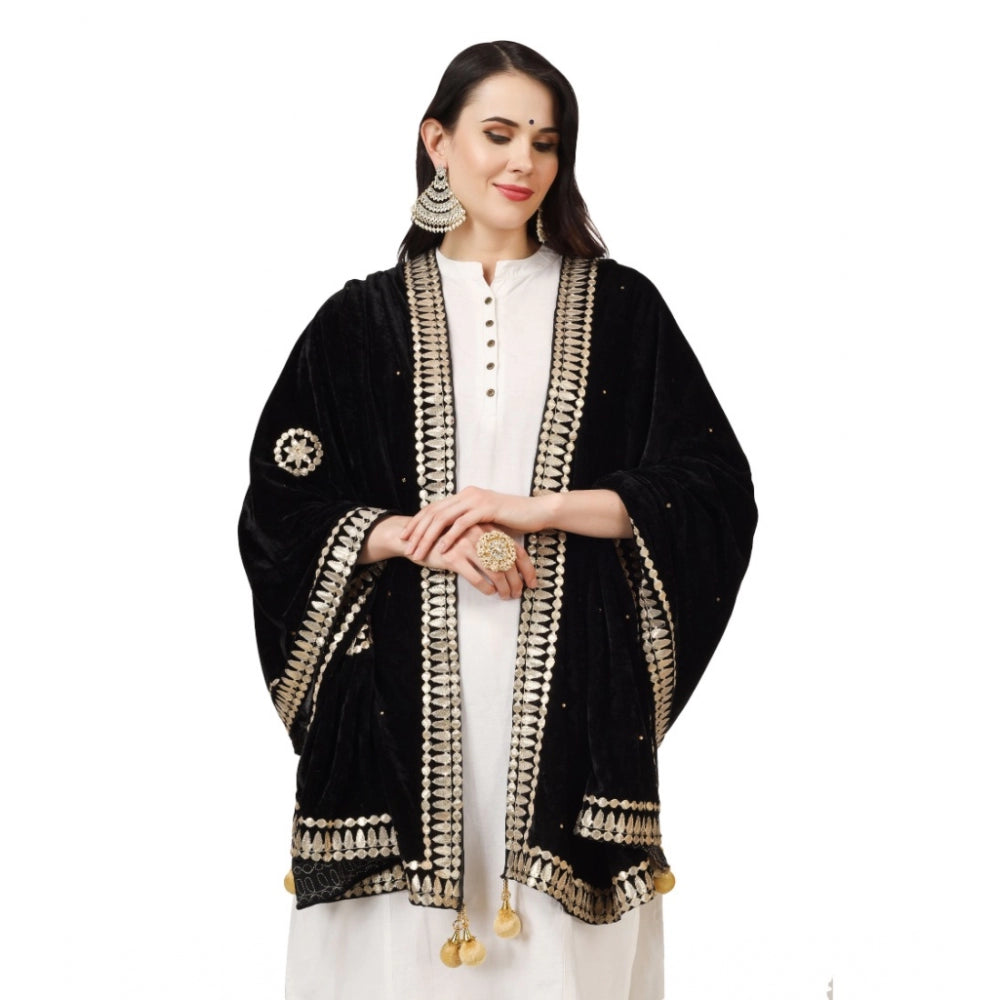 Women's Velvet Gotta Patti Dupatta (Black, Length: 2.25 to 2.50 Mtr) - GillKart