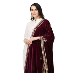 Women's Velvet Gotta Patti Dupatta (Purple, Length: 2.25 to 2.50 Mtr) - GillKart