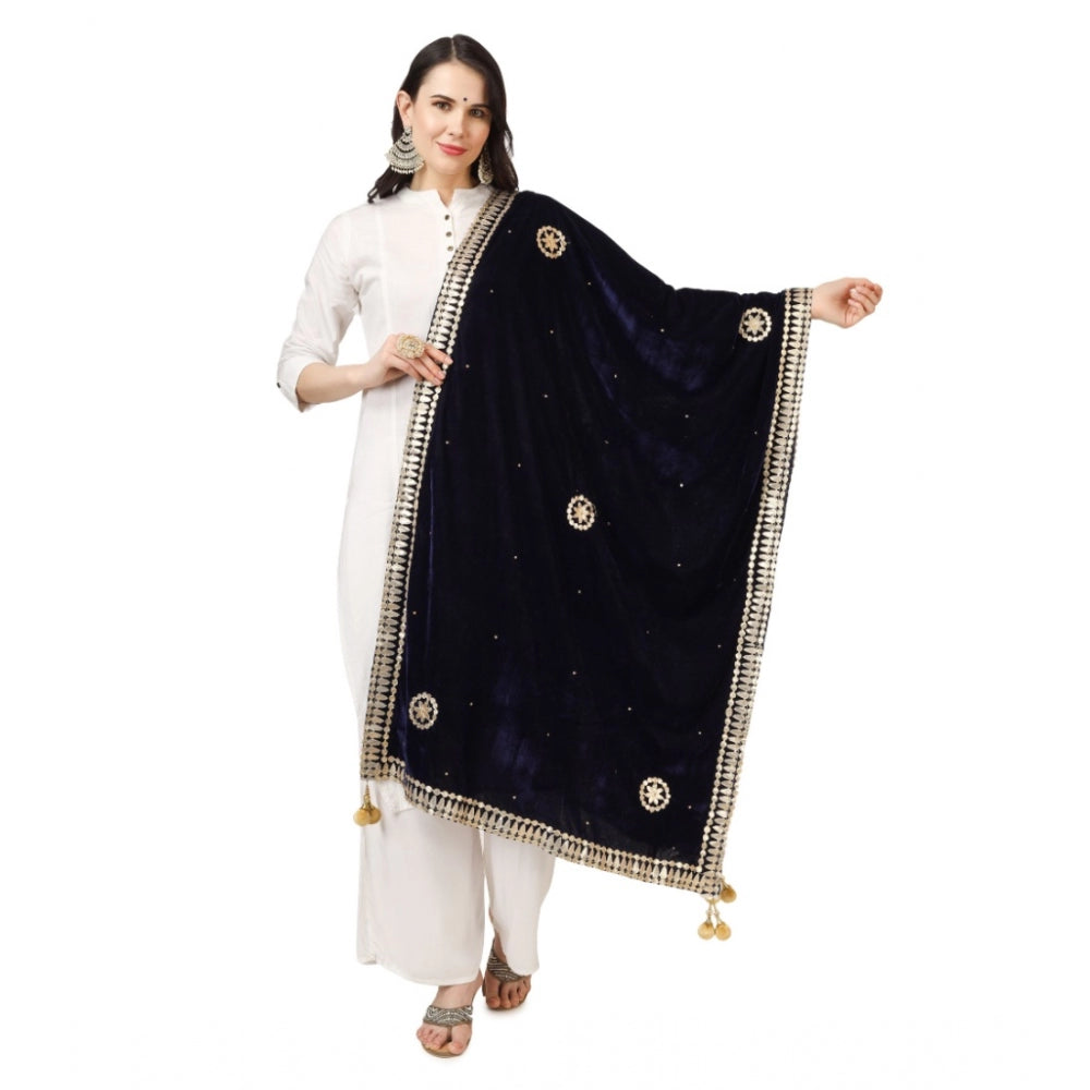 Women's Velvet Gotta Patti Dupatta (Blue, Length: 2.25 to 2.50 Mtr) - GillKart