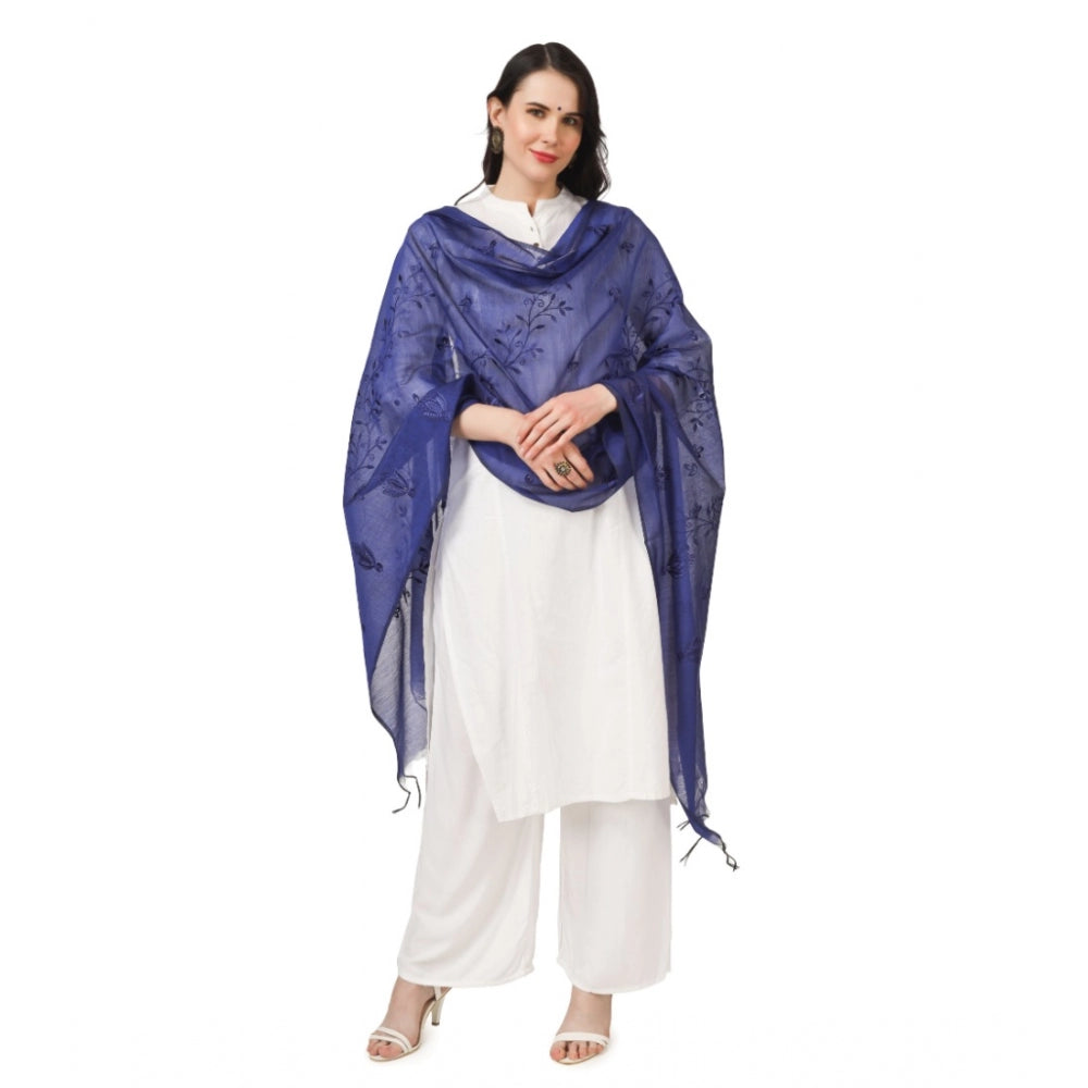 Women's Cotton Embroidered Dupatta (Blue, Length: 2.25 to 2.50 Mtr) - GillKart