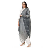 Women's Cotton Embroidered Dupatta (Grey, Length: 2.25 to 2.50 Mtr) - GillKart