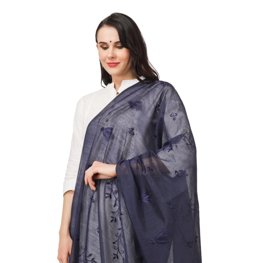 Women's Cotton Embroidered Dupatta (Dark Blue, Length: 2.25 to 2.50 Mtr) - GillKart