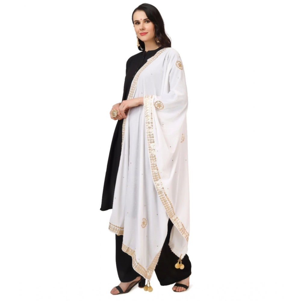 Women's Velvet Gotta Patti Dupatta (White, Length: 2.25 to 2.50 Mtr) - GillKart